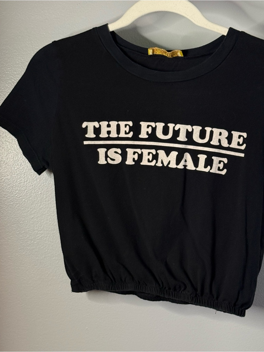 Que Black Cropped Tee with "The Future Is Female" Print